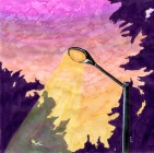 Streetlight. Alcohol markers on paper, 2019.